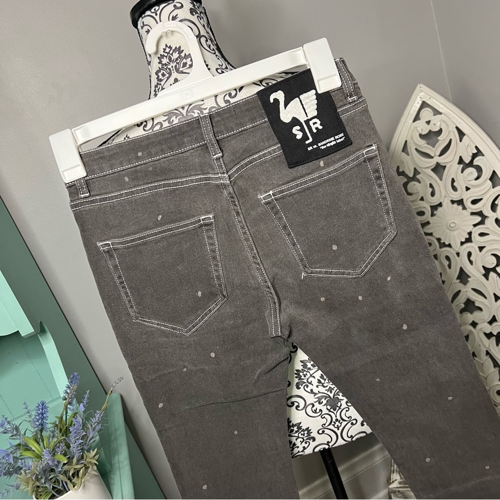Free People x Sandrine Rose Polka Grey Medium Skinny Jean Size 26 NWT Boho - Picture 11 of 16